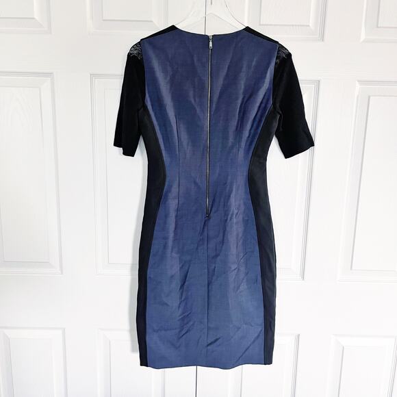 Elie Tahari Wool Blend Sheath Dress with Mesh Inserts - Picture 6 of 8